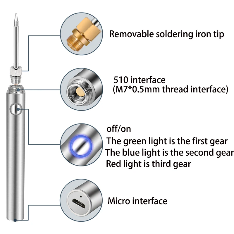 USB soldering iron kit with lid 5V 8W with indicator USB portable microelectronic repair soldering iron tool best soldering iron for electronics