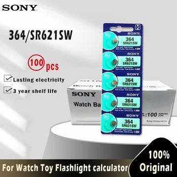 

100PCS Original Sony 364 SR621SW V364 SR60 SR621 AG1 LR621 164 531 1.55V Button Batteries For Watch Toy Remote Cell Coin Battery