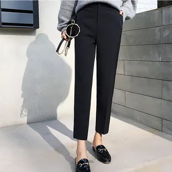 

Spring Autumn Casual Slim Fit Pants Office Lady Fashion Trousers Black Pencil Pants For Women