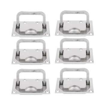 

6pcs Stainless Steel Yachts Hatch Latch Cabinet Flush Lift Ring Pull Handle Brand New And High Quality