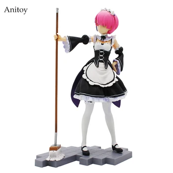 

Re Life In A Different World From Zero Maid Ram with Mop on the floor PVC Figure Collectible Model Toy 22cm KT4218