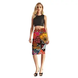 Elasticity Skirts Trending Style Women's Sexy 3D Print Skirts High Waist Splicing Color Totem Package  Hip Skirt Drop Shipping