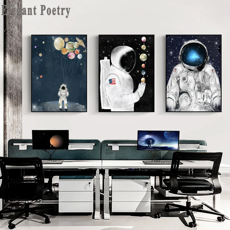 

Space Planet Astronaut Fashion Poster Universe Space Canvas Wall Art Print Painting Contemporary Art Picture Home Room Decor