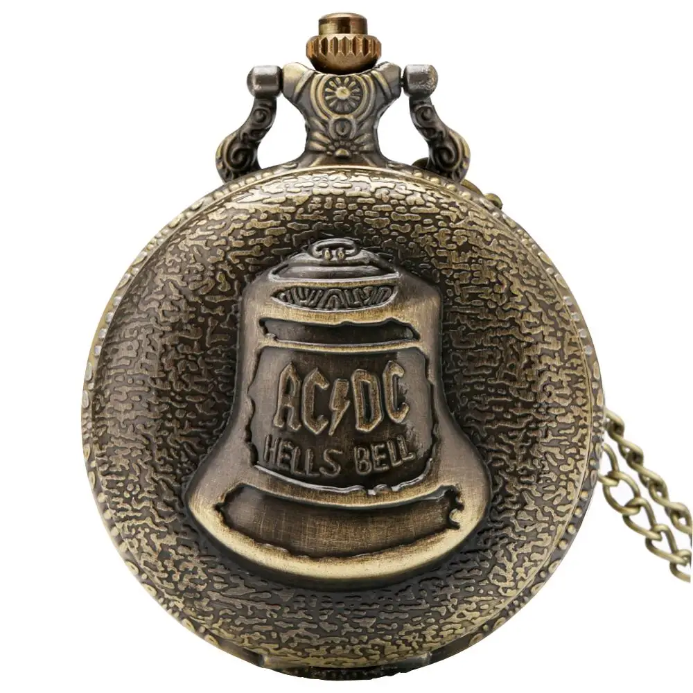 Antique Retro Bronze Hells Bell Quartz Pocket Watch Necklace Pendant
