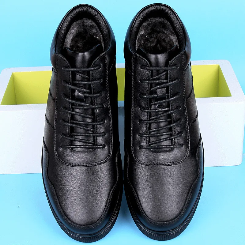 

2018 Winter Men Cotton Boots First Layer High Cotton-padded Shoes plus Velvet Warm Large Size MEN'S Casual Shoes