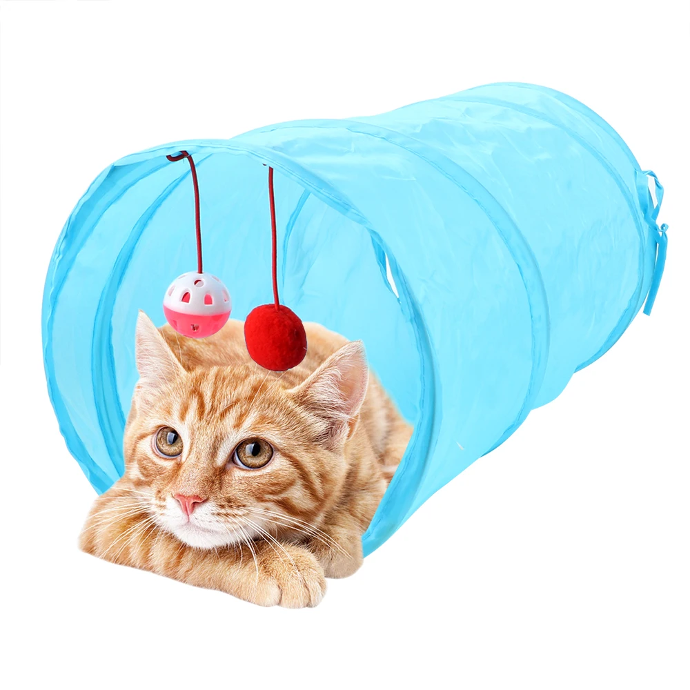 HILIFE игрушки для котят игровые трубки шары Забавный туннель для кошек товары для домашних животных складные туннели для хранения 7 цветов 2 отверстия