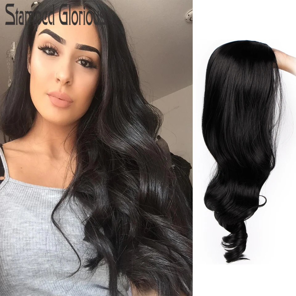

Stamped Glorious Wave Wig Synthetic Wig for Women Black Color Ombre Grey Ombre Blonde Wig Middle Part Nature Party Hair