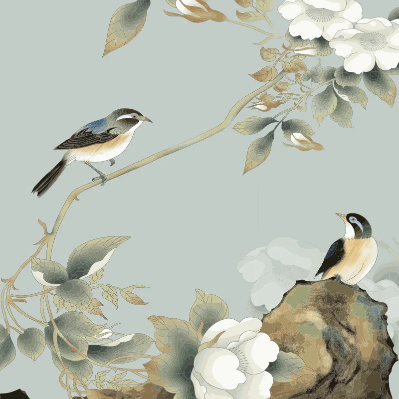 BO-Flower birds Индивидуальные полиэстер затемненные рулонные шторы китайская живопись пейзаж лотоса экран перегородки рулонные шторы - Цвет: BO-Flower birds