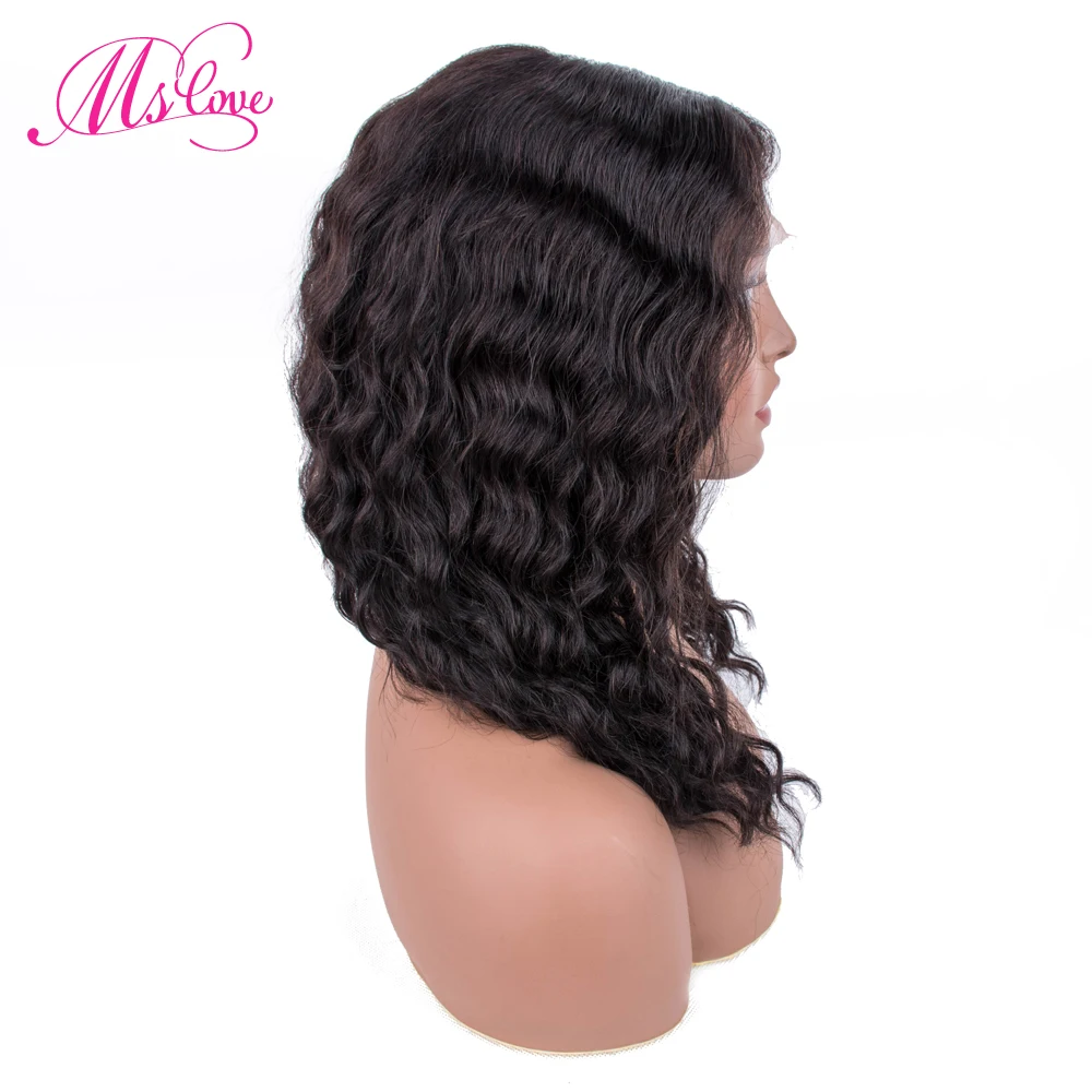 Online Deep Wave Wig Lace Front Human Hair Wigs For Black Women 14 Inches Curly Human Hair Wig Brazilian Wig Remy Hair Mslove