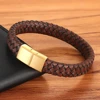 Fashion Jewelry Combination Brown Color Leather Stainless Steel Buckle Men Bracelet Hot Selling For Birthday Simple Gift ► Photo 3/6