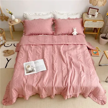 

Lace Air Conditioner Quilt Cotton bed cover Solid Color Comforter Warm Quilt Bedspreads Blanket