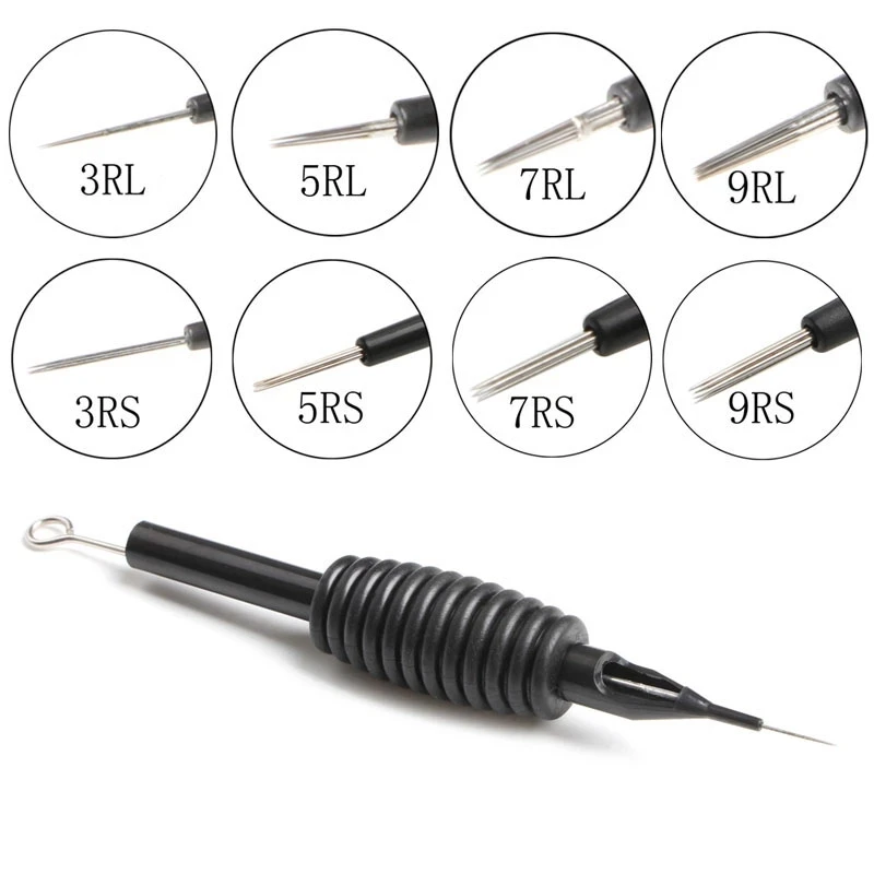 Disposable Black Sterile Tattoo Needle Silicone Grip Tip Holder RL RS