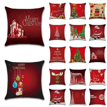 

Christmas Throw Pillow Covers Solid Pillowcase Sweet Summer Cushion Covers Santa Claus Pillow Case Home Decor Sofa Living Room