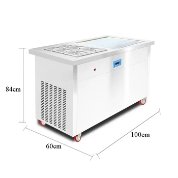 

2020 New double flat pan 50cm manual rolled fried or fry hard ice cream rolls making machine CE 110V/220V