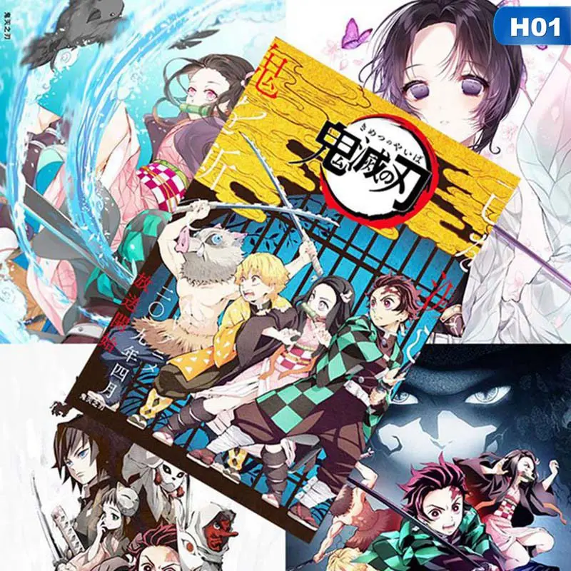 1 Японское аниме Demon Slayer: Kimetsu no Yaiba Kamado Tanjirou Kamado Nezuko настенный свиток плакат Настенные подвесные Плакаты Декор 8 шт - Цвет: 1