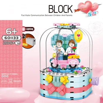 

Creator love scene Display box moc building block with light brick lover figures toys collection for Wedding Valentines gifts