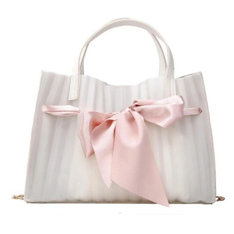 

ABZC-Transparent Jelly Big Bag Summer Cute Big Bow Handbag Chain Shoulder Messenger Bag