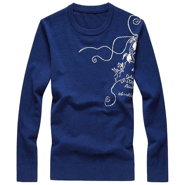 Синий PVIVIYONG new arrival autumn high quality printed sweater men,men's casual pullovers 9882 - Цвет: Синий