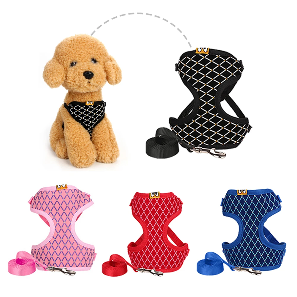 

Rhinestone Mesh Cat Harness And Leash Set Breathable Adjustable Pet Vest Harness For Small Dog Cat Walking Harnesses Leads