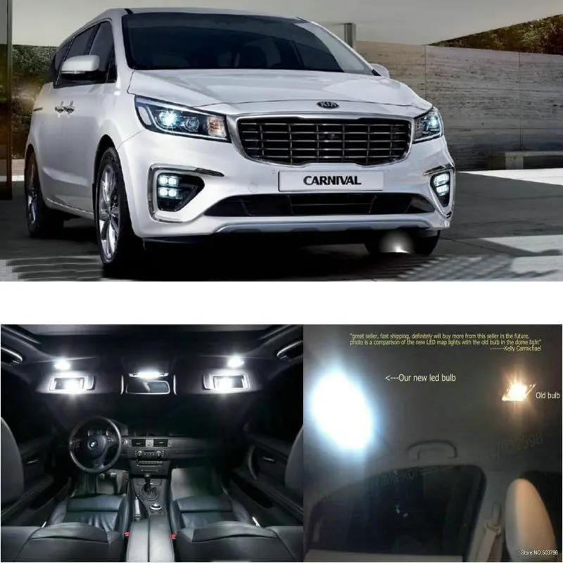 

LED Interior Car Lights For kia carnival 2018 room dome map reading foot door lamp error free 12pc