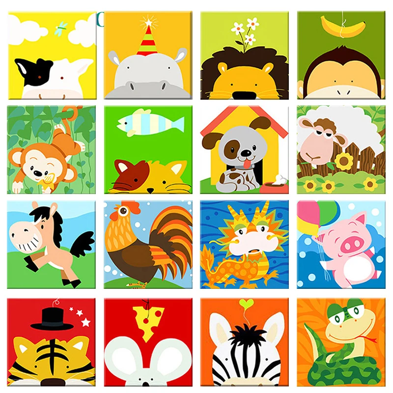 

GATYZTORY Animals DIY Numbers Painting Kit Kids Image Paint By Numbers Hand Painted Unique Gift For Children Doctor 20x20cm