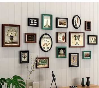 

Solid Wood Retro Style Photo Frame Hanging On The Wall Bedroom Combination Picture Frame For Home Decor Collage Photo Frame Set