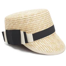 Корейская версия женской двухслойной Плоской соломенной шляпы с бантом, шляпа для конного спорта, бейсбольная шляпа