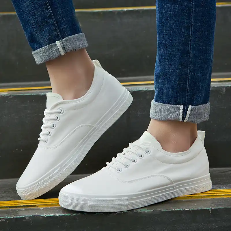 mens white canvas trainers