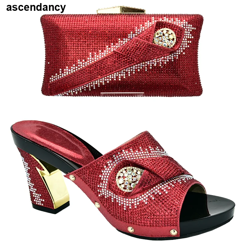

Italian Shoe and Bag Set for Party In Women Italian Shoes with Matching Bags 2019 Nigerian Women Party Pumps Sexy Heels Slip On