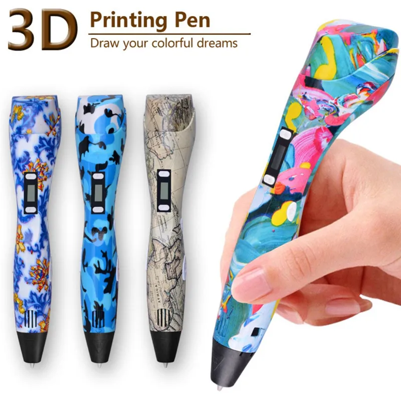3d ручка 1 75 мм ABS/PLA DIY 3D светодиодный Экран зарядка через USB печатная + 9 м нити креативная игрушка Подарок для