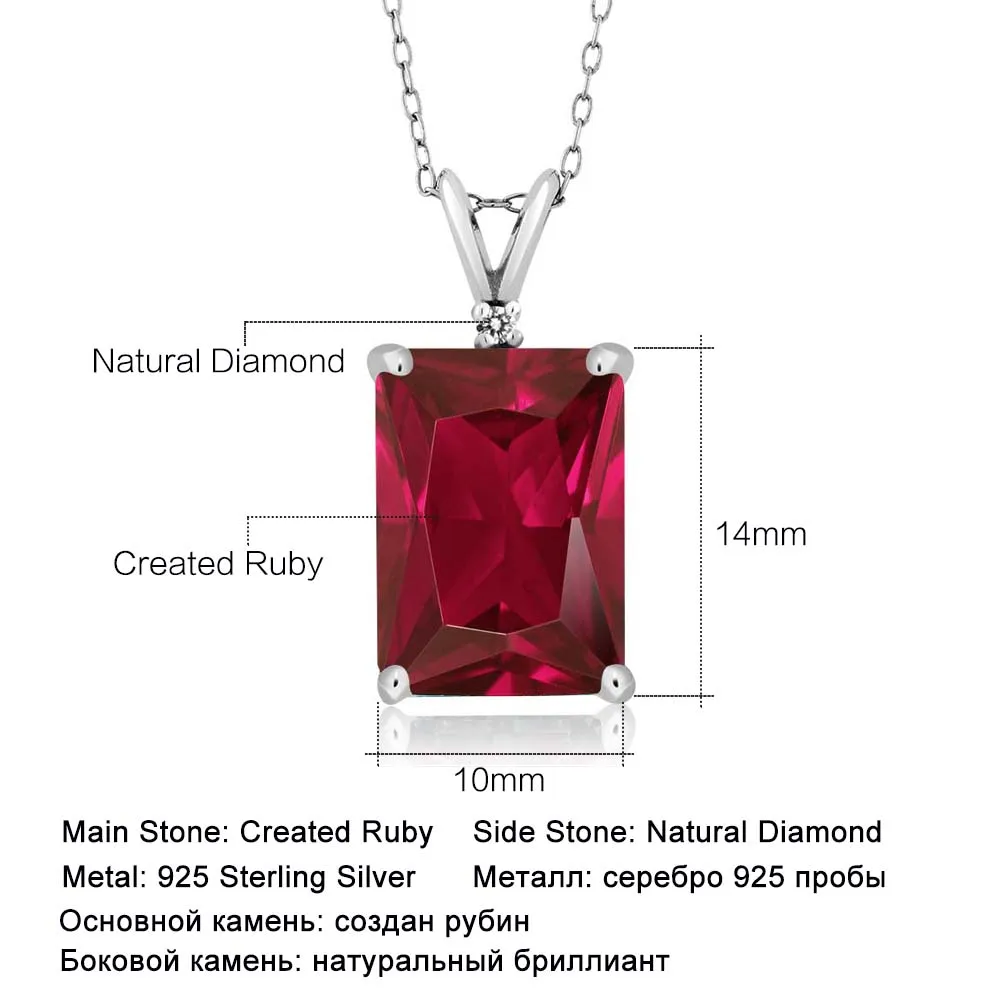GemStoneKing 8 02 карат Изумруд Красный создан рубин и белый бриллиант серебро 925 пробы