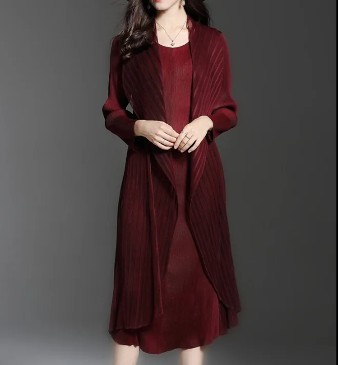 

Middle-aged WOMEN'S Apparels Elegant Slimming Mid-length 2019 Mock Two-Piece Women Mom Autumn Clothing Long-sleeved Dress