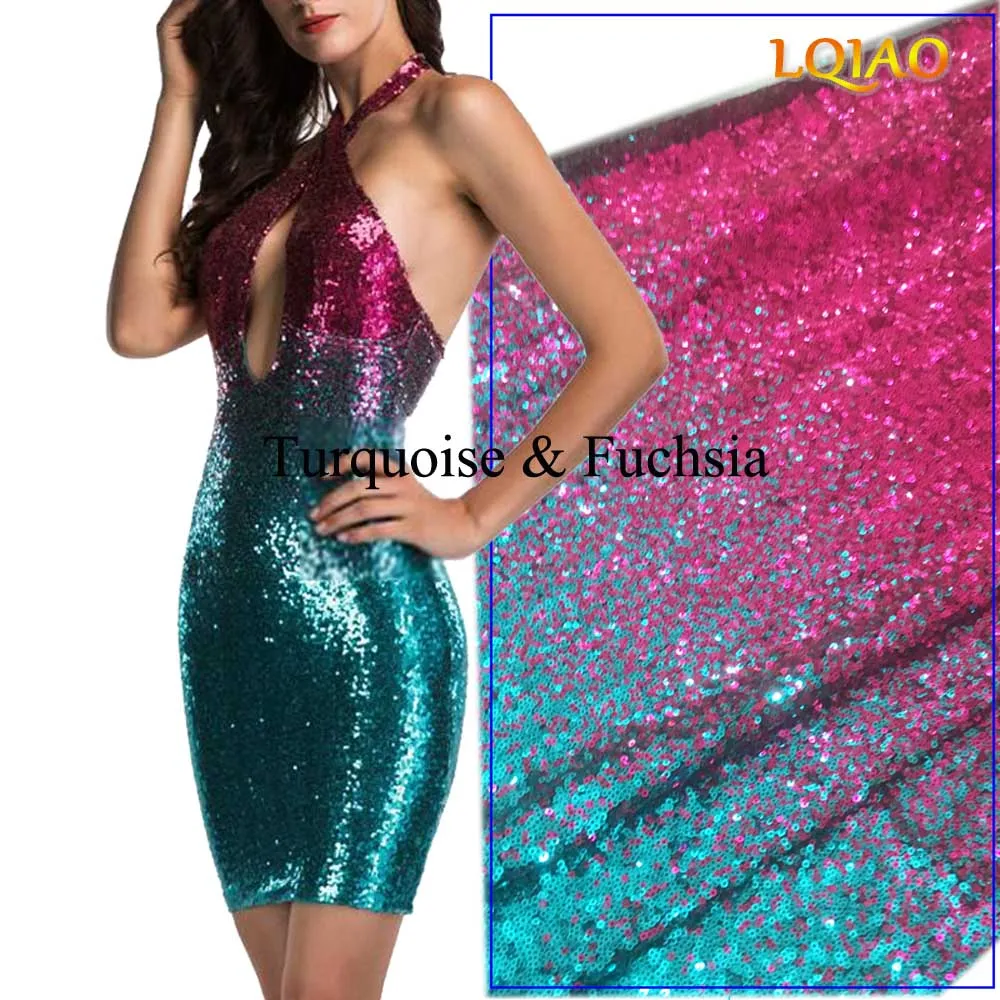 1 ярд градиентных цветов ярко сине серебристая блестящая ткань эластичная