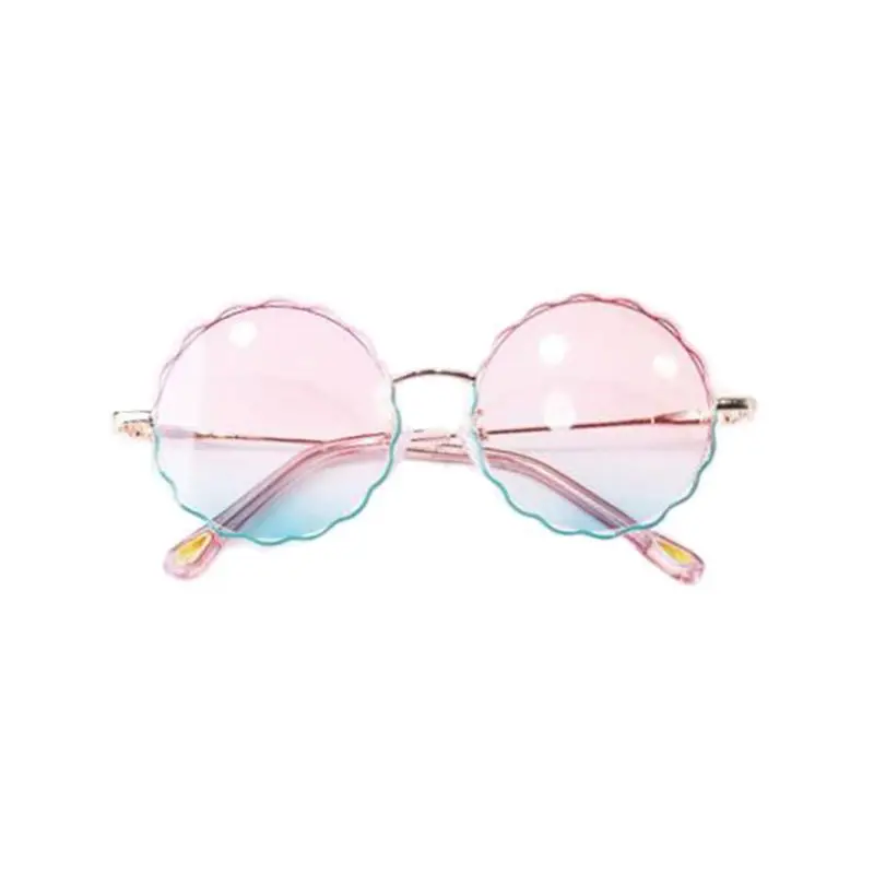 Pink Blue Винтажные Круглые Солнцезащитные очки с подсолнухами для маленьких мальчиков и девочек, детские очки - Цвет линз: Pink Blue