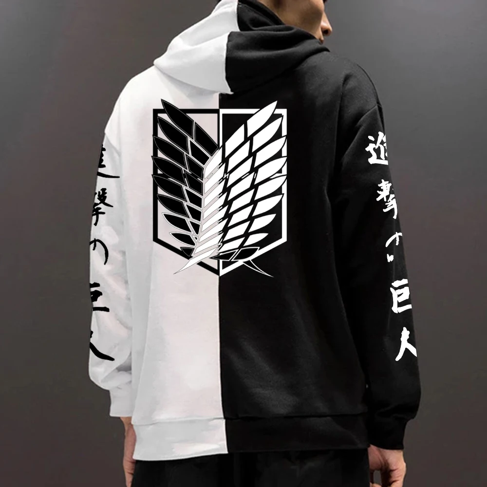 Attack on Titan Anime Hoodie com zíper, jaqueta preta quente, roupas de  mandíbula gótica, casacos grandes, mangá, outono - AliExpress