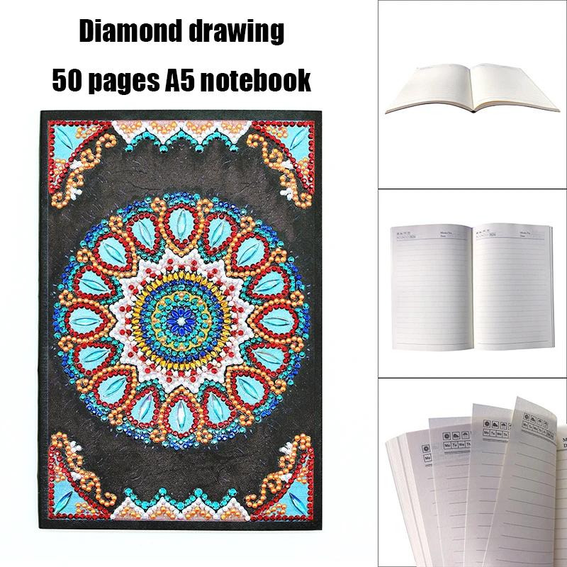 

DIY Mandala Special Shaped Diamond Painting 50 Pages A5 Office Notebook