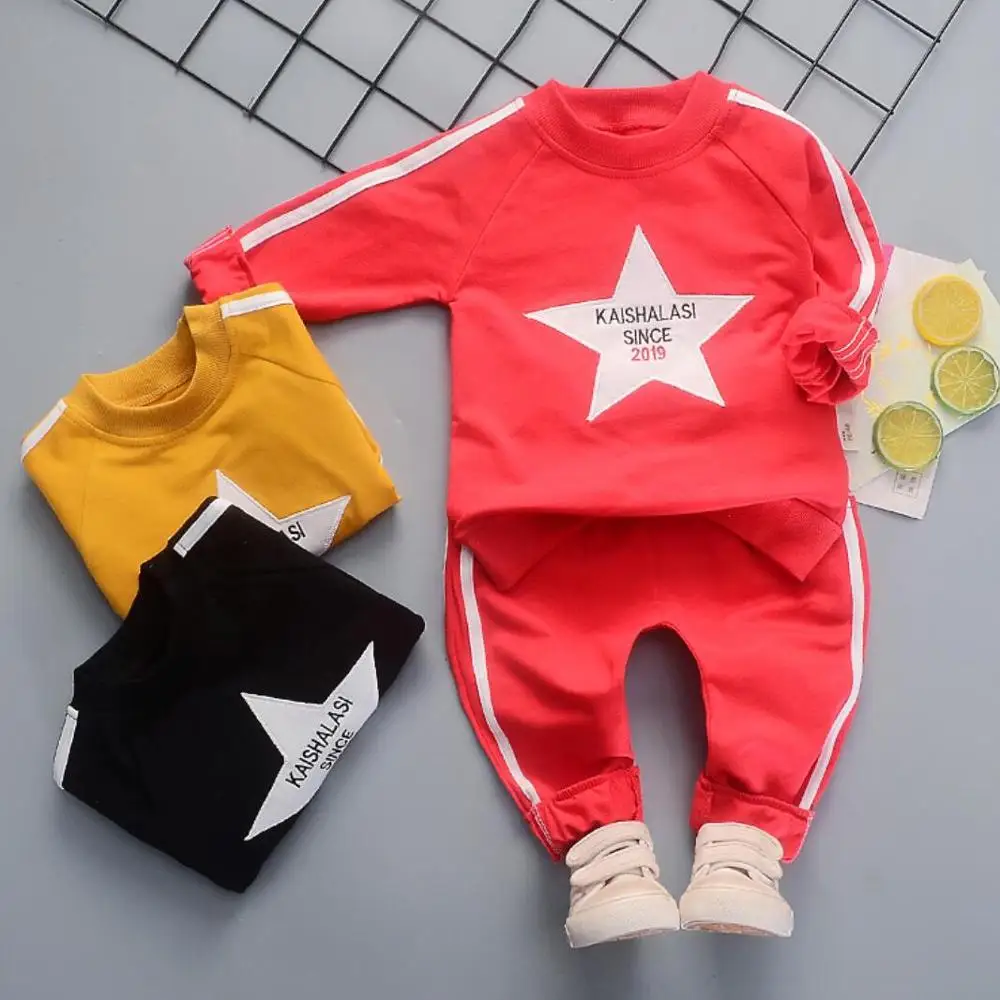 Г., Летний милый свитер со звездами детская спортивная одежда, комплекты одежды футболка из хлопка+ штаны, комплект из 2 предметов, одежда для маленьких мальчиков и девочек