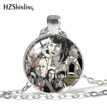 

2019 New Pulp Fiction Pendant Story Movie Poster Necklace Round Glass Dome Hand Craft Jewelry HZ1
