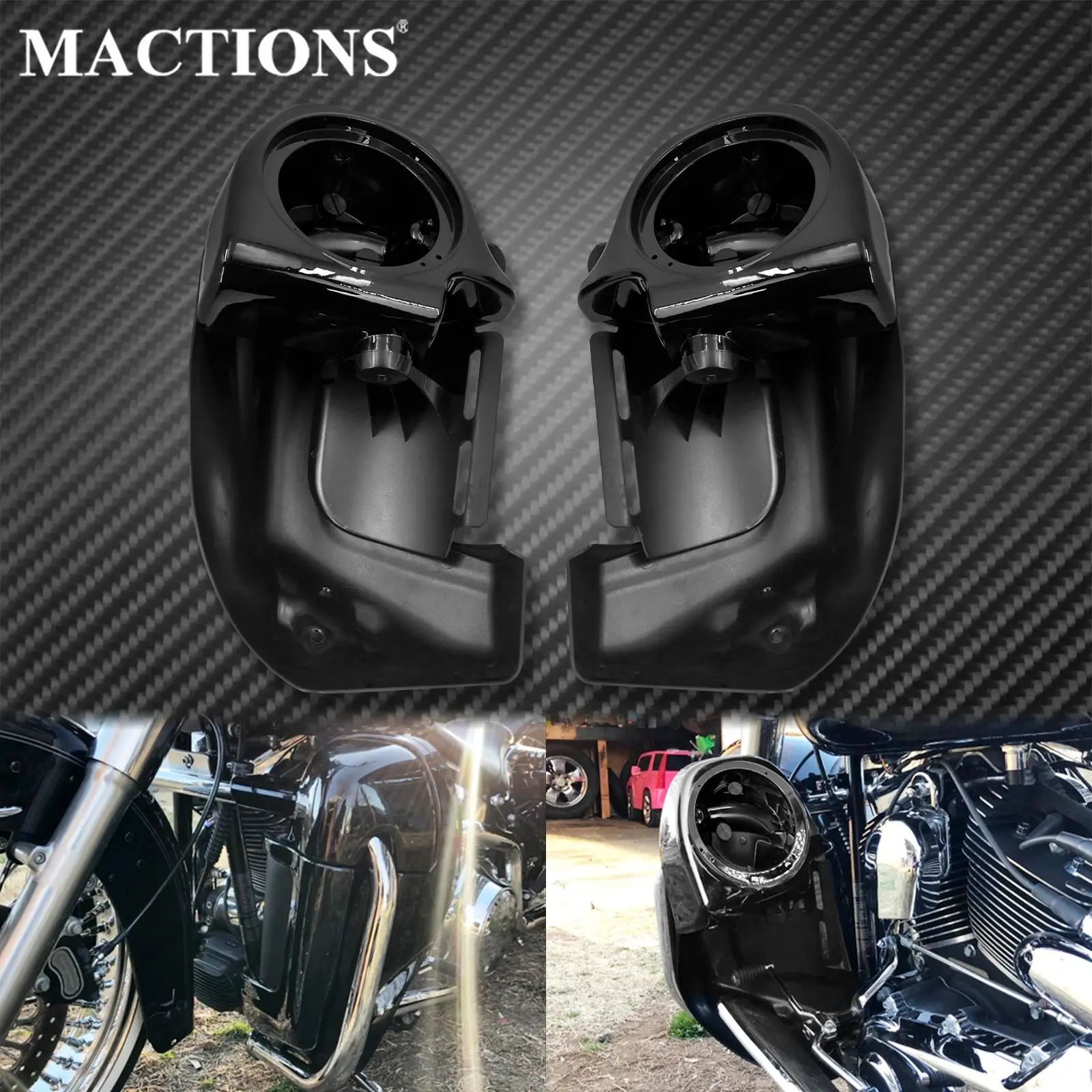 Motorcycle Lower Vented Leg Fairing With 6.5" Speaker Box Pods Kits For