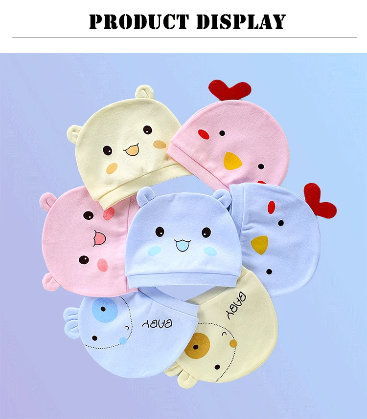Four Seasons Kids Newborn Baby Hats 100% Cotton Cap 40 Color Cartoon Cute Printed Hat Suitable for 0-12 Months Baby Accessories