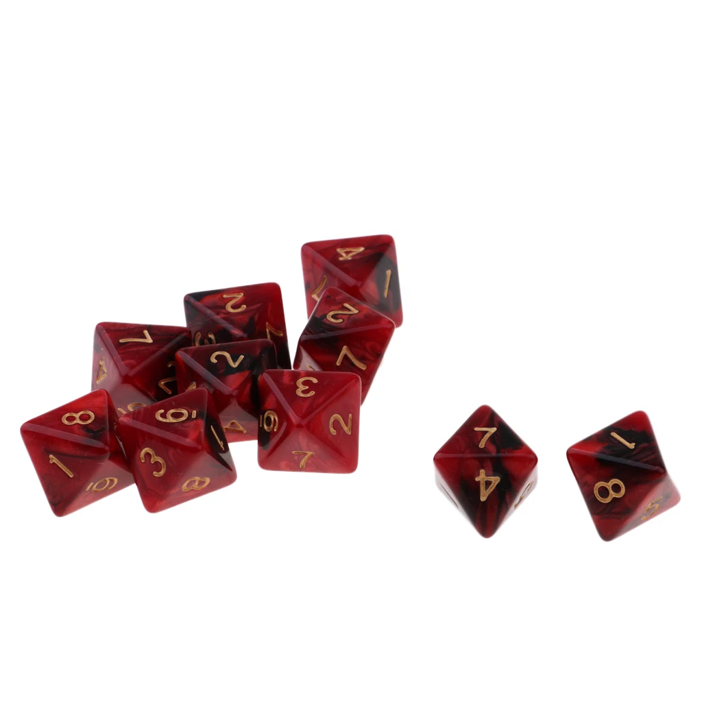 10 Pieces Polyhedral Dice Set Multi-sided Dice D8 for TRPG D& Dragons Game 8-sided Dice Set 