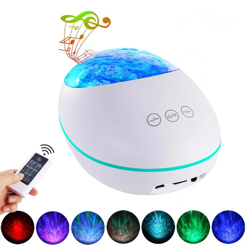 Lucky Stone Ocean Wave Projector Night Light Lamp Bluetooth Music Player Remote Control Colorful Led Projection Nightlight night lights for adults