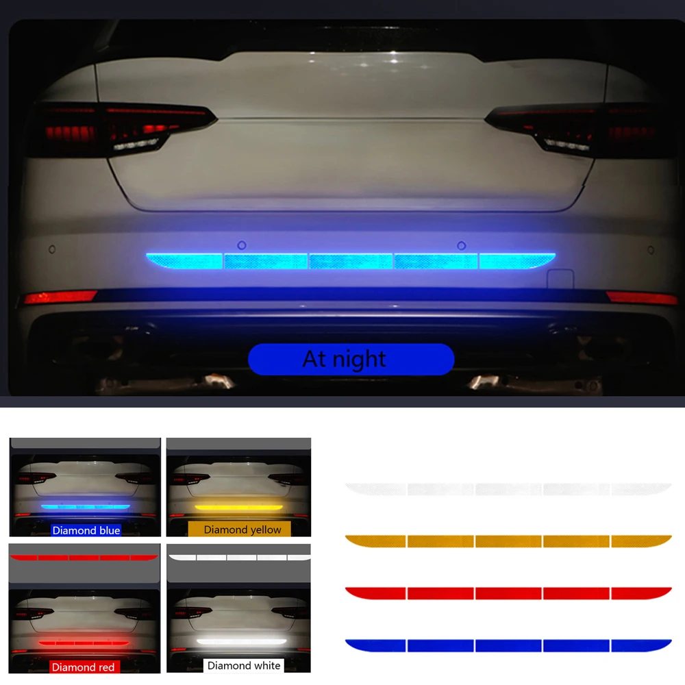 Багажник автомобиля Светоотражающая защитная лента наклейки бампер безопасности для предупреждения столкновений полоски