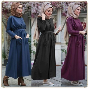 

2020 Turkish ladies kaftan dresses beaded muslim women abaya arab dubai maxi dress Islamic clothing plus size