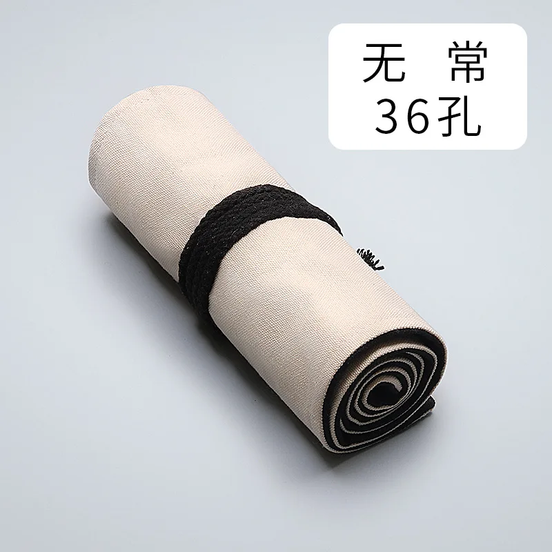 36 Holes Solid color handmade canvas colored pencil curtain drawing special storage bag large capacity men's and women's roll pen bag - Цвет: 36 Holes