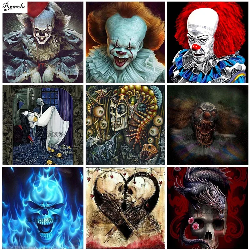 It horror movie& skulls Full square / round drill 5D diamond painting DIY embroidery cross-stitch mosaic gifts home decoration