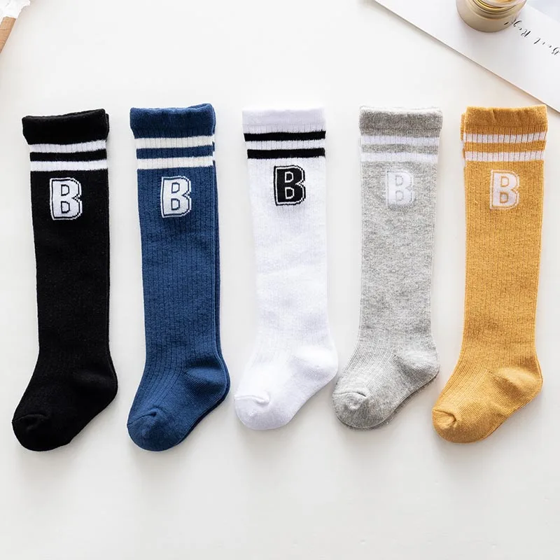 Spring Autumn Baby Knee Socks Letter Striped Kids Boy Girl Stockings