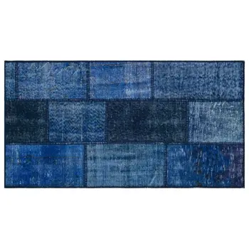 

Handmade Blue Vintage Overdyed Patchwork Area Rug 080x150 Cm-2'7''X4'11''