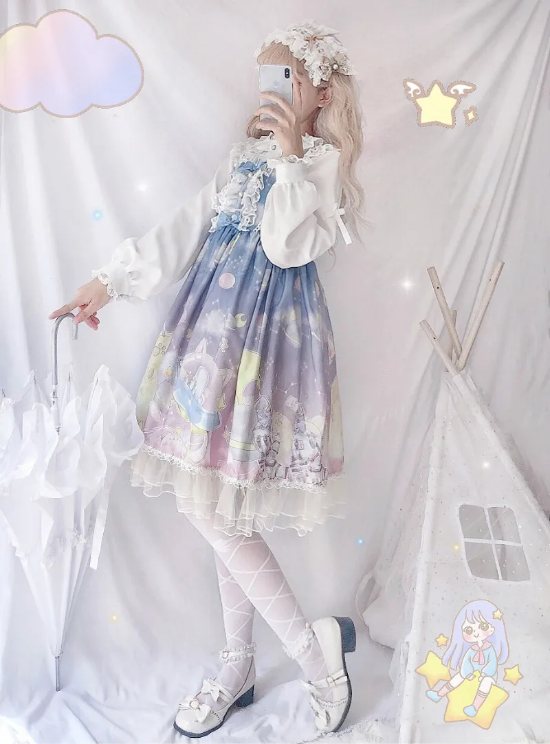 Cosplay&ware Lolita Dress Sweet Cute Japanese Kawaii Girls Princess Maid Vintage Gothic Printed Patterns Lace Pink Summer Skirt -Zentai shop online Hc3de196671d04a9fa7f7f8a1622d0d40f.jpg