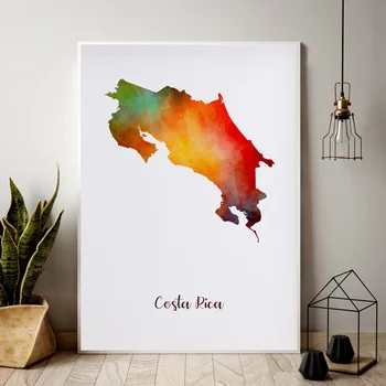 

Costa Rica city map watercolor Map Modern City Canvas Art Print Wall Pictures for Living Room No Frame